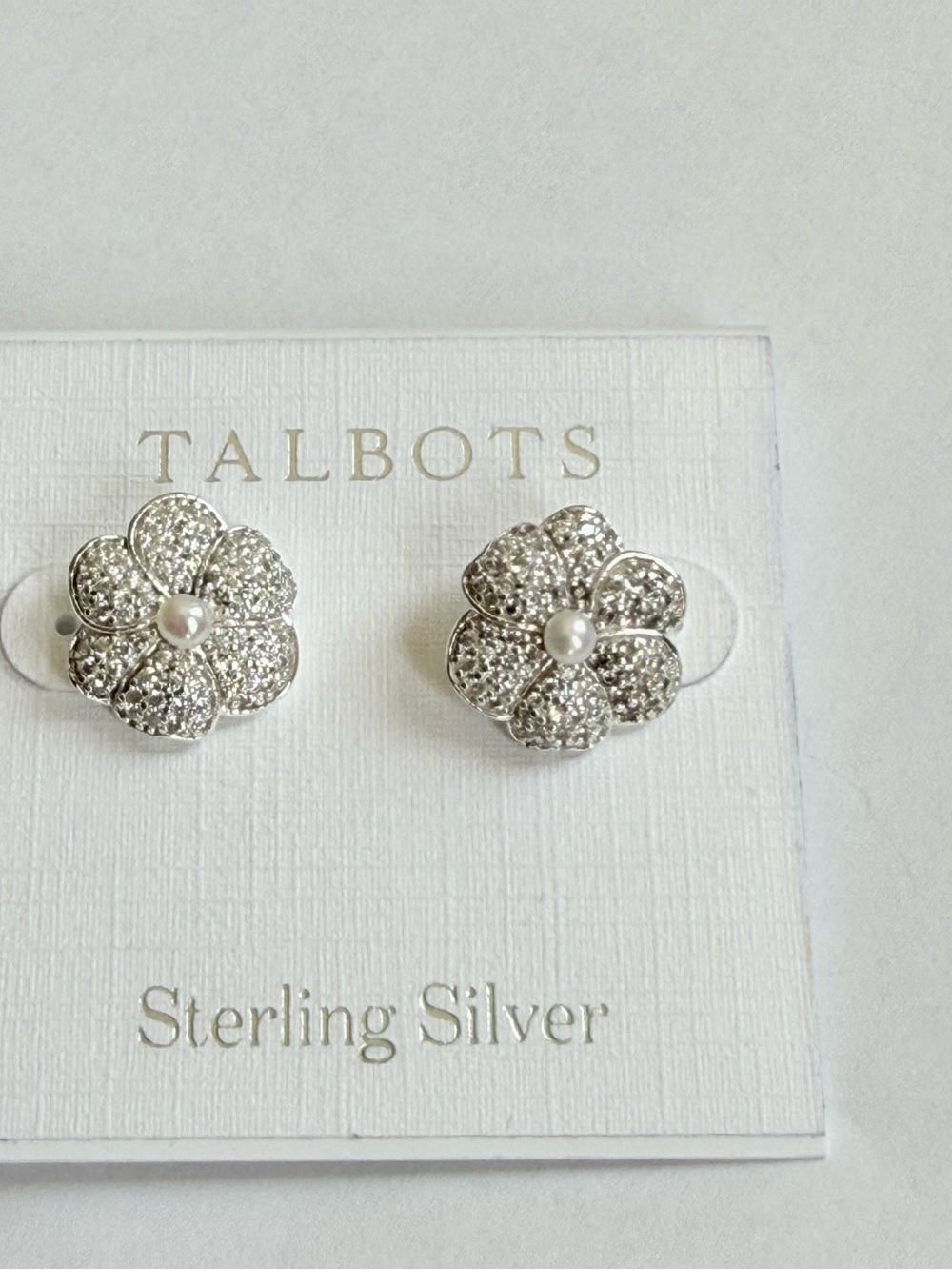 Talbots Silver Floral Stud Earrings